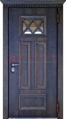 Железная дверь с массивом и стеклом с филенкой ДМД-70 в Смоленске