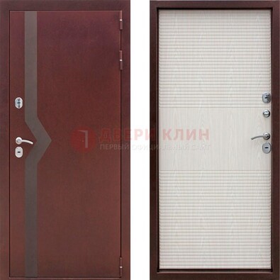 Бордовая металлическая дверь с порошковым напылением ДП-100 в Смоленске