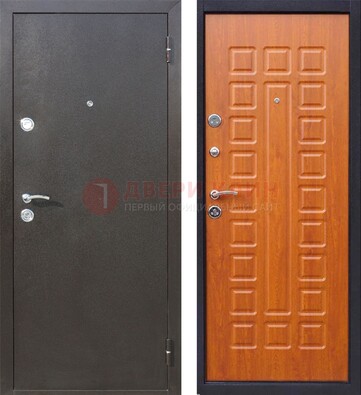 Коричневая стальная дверь с порошковым напылением ДП-202 в Смоленске