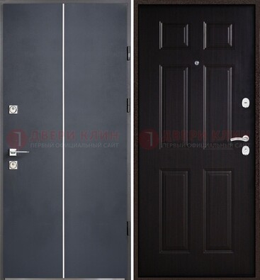 Железная дверь с порошковым покрытием и отделкой Темный орех внутри ДП-211 в Смоленске