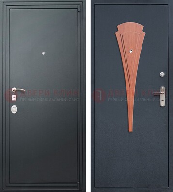 Черная железная дверь с порошковым покрытием и накладкой МДФ внутри ДП-245 в Смоленске