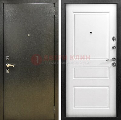 Входная дверь Темное серебро с порошковым напылением и белой МДФ ДП-272 в Смоленске