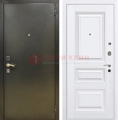 Железная темно-серая дверь с порошковым напылением и белой МДФ ДП-274 в Смоленске