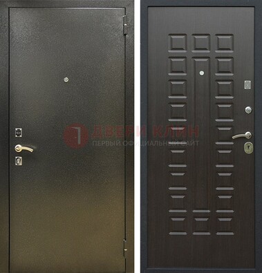 Темно-серая железная дверь с порошковым покрытием и МДФ Венге ДП-287 в Ступино