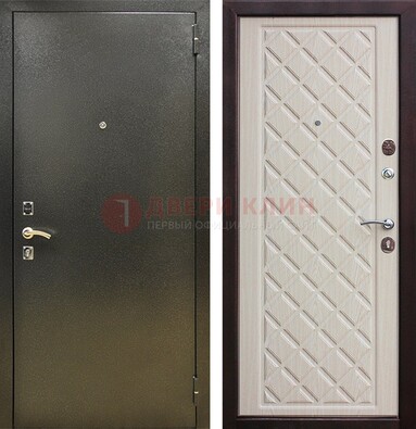 Темно-серая железная дверь с порошковым покрытием и филенчатой МДФ ДП-289 в Смоленске