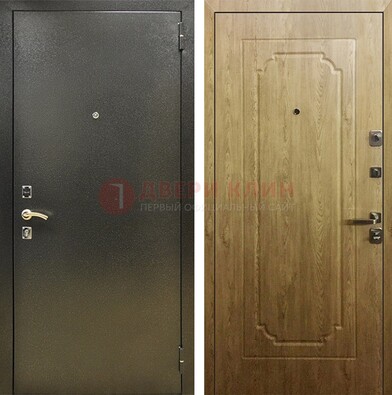 Темно-серая входная дверь с порошковым покрытием и МДФ Золотой дуб ДП-291 в Смоленске