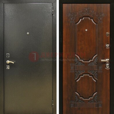 Входная дверь Темное серебро с порошковым покрытием и МДФ с узором ДП-293 в Смоленске