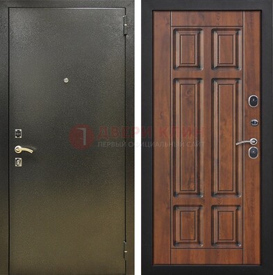 Металлическая входная темная дверь с порошковым напылением и МДФ ДП-299 в Смоленске