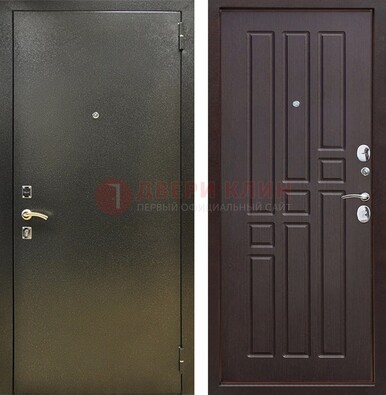 Входная темно-серая дверь с порошковым напылением и коричневой МДФ ДП-301 в Смоленске
