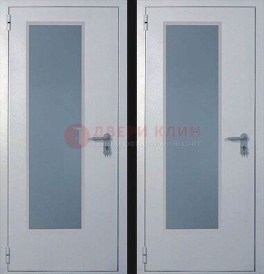 Белая металлическая противопожарная дверь с декоративной вставкой ДПП-5 в Смоленске