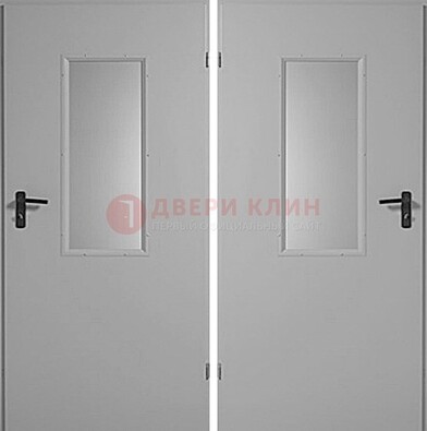 Белая металлическая противопожарная дверь с декоративной вставкой ДПП-7 в Смоленске