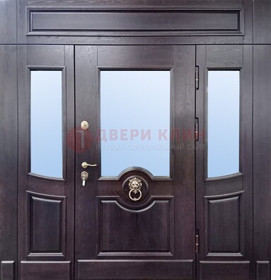 Филенчатая металлическая дверь с панелью МДФ и стеклом ДПР-102 в Смоленске