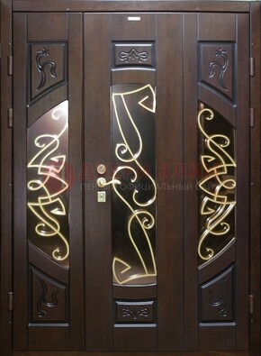 Парадная дверь со стеклом и ковкой ДПР-1 в каркасный дом в Ликино-Дулево