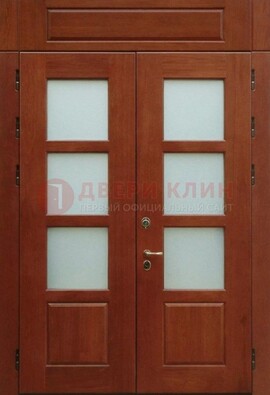Металлическая парадная дверь со стеклом ДПР-69 для загородного дома в Ликино-Дулево