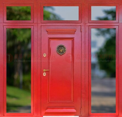 Красная парадная дверь для частного дома ДПР-88 в Смоленске