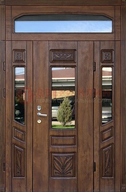 Парадная стальная дверь Винорит со стеклом и резьбой ДПР-97 в Смоленске