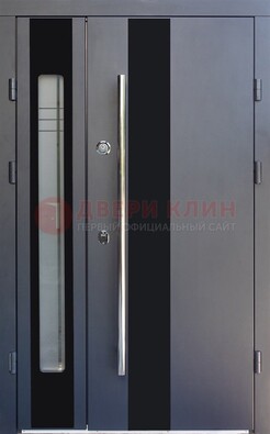 Серая стальная дверь со стеклом ДС-11 в Смоленске