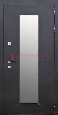 Черная стальная дверь порошок со стеклом ДС-33 в Смоленске