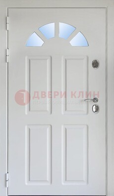 Белая стальная дверь МДФ со стеклом для дома ДС-37 в Смоленске