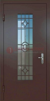 Входная металлическая дверь со стеклом для дома ДС-6 в Смоленске