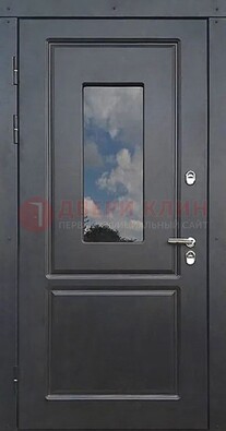 Чёрная металлическая дверь со стеклом ДС-77 в Смоленске