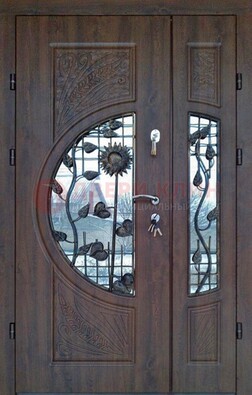 Входная дверь стекло с ковкой и резьбой ДСК-202 в Смоленске