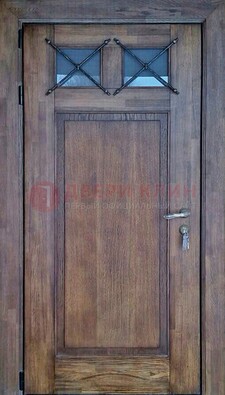 Металлическая дверь с Виноритом со стеклом и ковкой под старину ДСК-209 Кириши