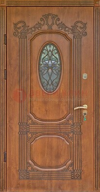 Резная металлическая дверь Винорит со стеклом и ковкой ДСК-215 в Смоленске