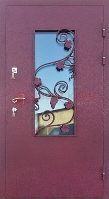 Железная дверь Порошок со стеклом и ковкой лозы ДСК-220 в Смоленске