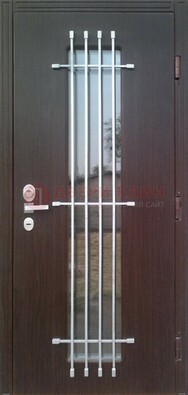 Современная стальная дверь с Виноритом стеклом и ковкой ДСК-262 в Павловском Посаде