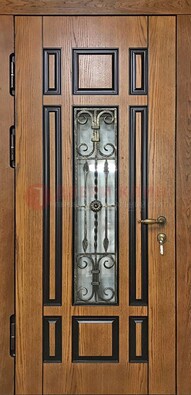 Двухцветная железная дверь Винорит со стеклом и ковкой ДСК-264 в Смоленске