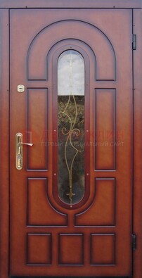 Яркая металлическая дверь Винорит со стеклом и ковкой ДСК-268 в Смоленске