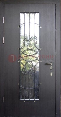 Остекленная стальная дверь с ковкой ДСК-26 в Павловском Посаде