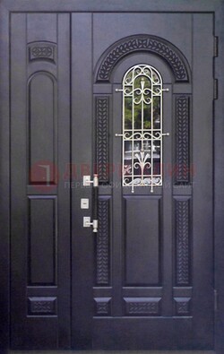 Входная дверь Винорит со стеклом и ковкой с узором ДСК-270 в Смоленске