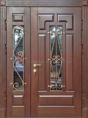 Стальная распашная дверь Винорит стекло и ковка ДСК-274 в Смоленске