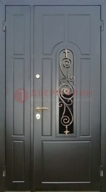 Металлическая дверь Винорит со стеклом в темном цвете ДСК-276 в Смоленске