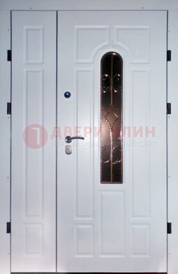 Входная дверь Винорит со стеклом в белом цвете ДСК-277 в Смоленске