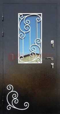 Входная дверь Порошок со стеклом и ковкой ДСК-278 в Смоленске