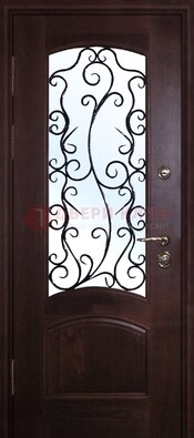 Металлическая дверь со стеклом и ковкой ДСК-6 в квартиру в Красногорске