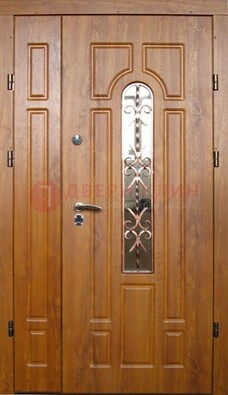 Стальная дверь со стеклом и цветной ковкой ДСК-78 для панельного дома в Смоленске