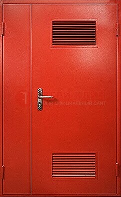 Красная железная техническая дверь с вентиляционными решетками ДТ-4 в Смоленске