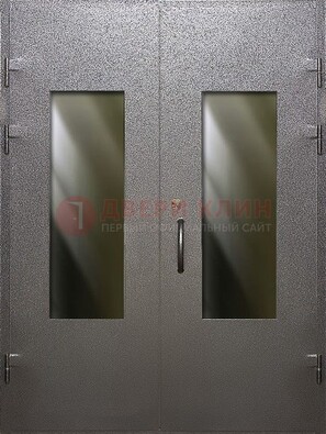 Серая тамбурная дверь со стеклянными вставками ДТМ-8 в Истре