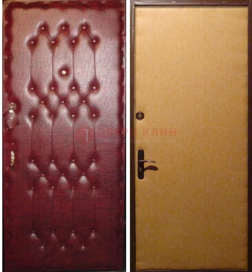 Бордовая металлическая дверь с винилискожей ДВ-1 в Смоленске