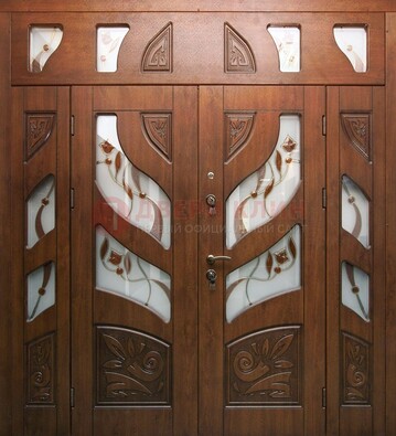Элитная двухстворчатая дверь с витражным стеклом ДВТ-173 в Смоленске