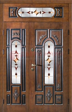 Элитная дверь цвета дуб с виноритом и витражом ДВТ-177 в Смоленске