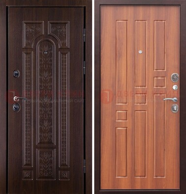 Темная металлическая дверь с виноритом и узором ДВТ-224 в Дмитрове