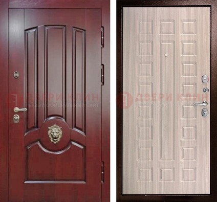 Темно-красная входная дверь с виноритом ДВТ-234 в Смоленске