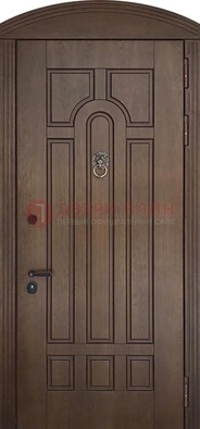 Коричневая стальная дверь с виноритом в форме арки ДВТ-237 в Смоленске