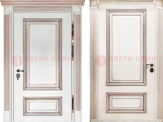 Белая металическая дверь с виноритом для дома ДВТ-239 в Смоленске