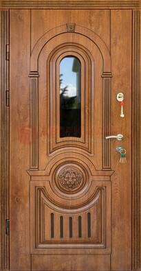Классическая стальная дверь Винорит со стеклом и узором ДВТ-261 в Смоленске